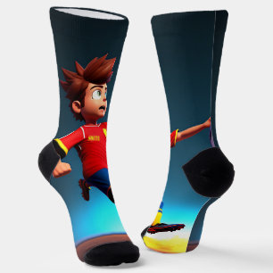 "Goal Bound: The Animated Boy's Perfect Kick" Socks