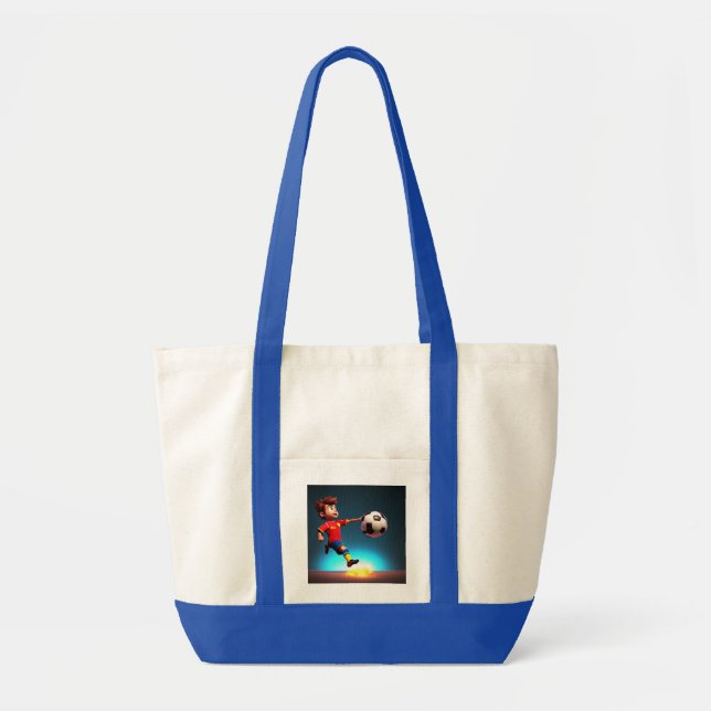 "Goal Bound: The Animated Boy's Perfect Kick" Tote Bag (Front)