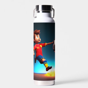 "Goal Bound: The Animated Boy's Perfect Kick" Water Bottle