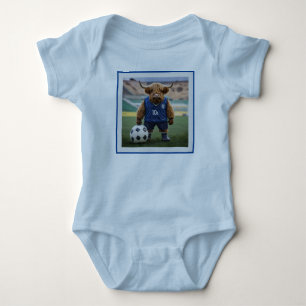 "Goal-Getter: A Highland Cow Dressed for Soccer" Baby Bodysuit