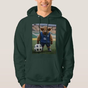 "Goal-Getter: A Highland Cow Dressed for Soccer" Hoodie