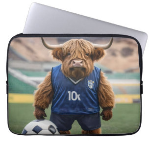 "Goal-Getter: A Highland Cow Dressed for Soccer"  Laptop Sleeve