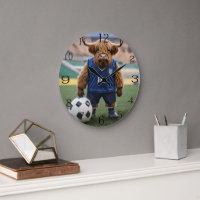 "Goal-Getter: A Highland Cow Dressed for Soccer"