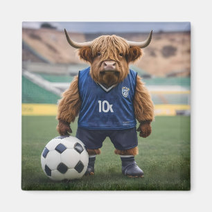 "Goal-Getter: A Highland Cow Dressed for Soccer"  Magnet