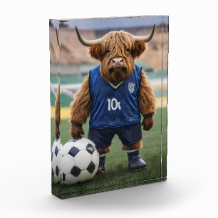"Goal-Getter: A Highland Cow Dressed for Soccer" Photo Block