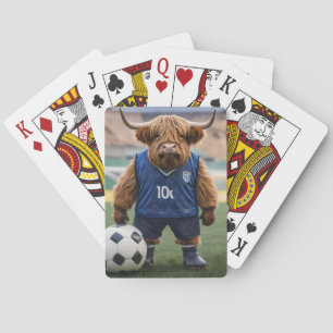 "Goal-Getter: A Highland Cow Dressed for Soccer" Playing Cards