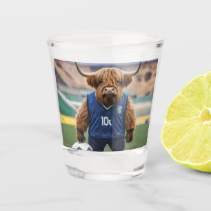 "Goal-Getter: A Highland Cow Dressed for Soccer" Shot Glass