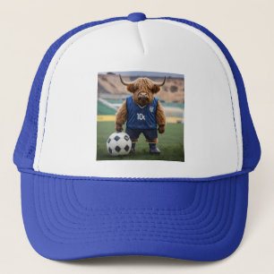 "Goal-Getter: A Highland Cow Dressed for Soccer"  Trucker Hat