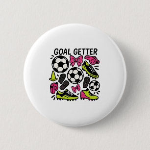 Goal Getter Coquette Soccer Design With Bows And C 6 Cm Round Badge