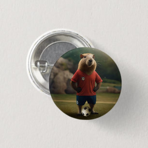 "Goal Getter: The Soccer Star Capybara" 3 Cm Round Badge
