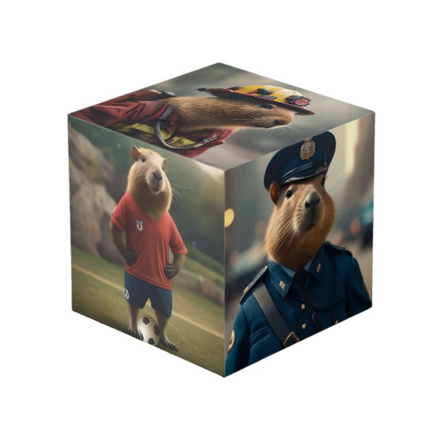 "Goal-Scoring Capybara: The Ultimate Soccer Star!" Cube (Front Angled)