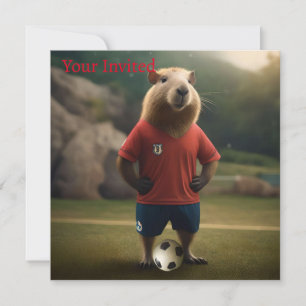 "Goal-Scoring Capybara: The Ultimate Soccer Star!" Invitation