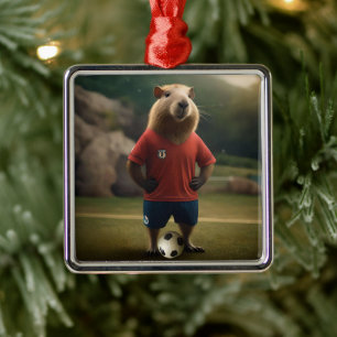 "Goal-Scoring Capybara: The Ultimate Soccer Star!" Metal Ornament