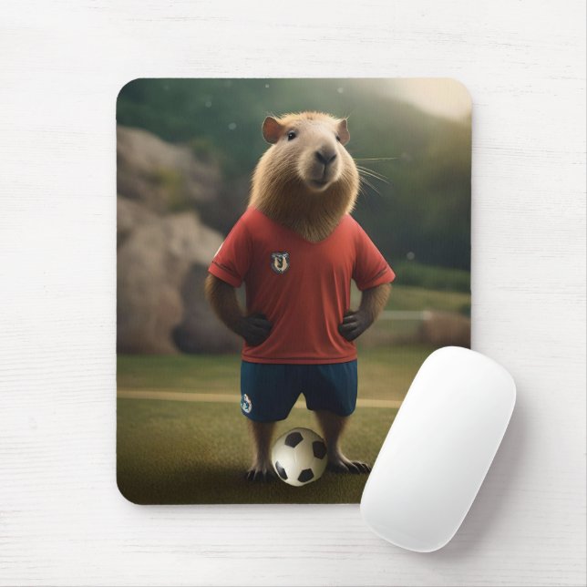 "Goal-Scoring Capybara: The Ultimate Soccer Star!" Mouse Pad (With Mouse)