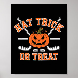 Goal Scoring Trick Or Treat Funny Halloween Hockey Poster