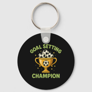 Goal Setting Champion Soccer Trophy Graphic Key Ring