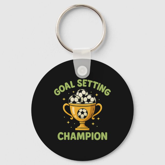 Goal Setting Champion Soccer Trophy Graphic  Key Ring (Front)