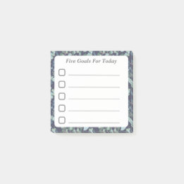 Goal Setting Checklist Blue Teal Foliage Sticky  Post-it Notes