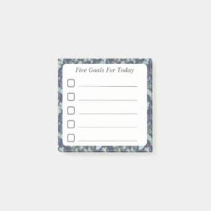 Goal Setting Checklist Blue Teal Foliage Sticky  Post-it Notes