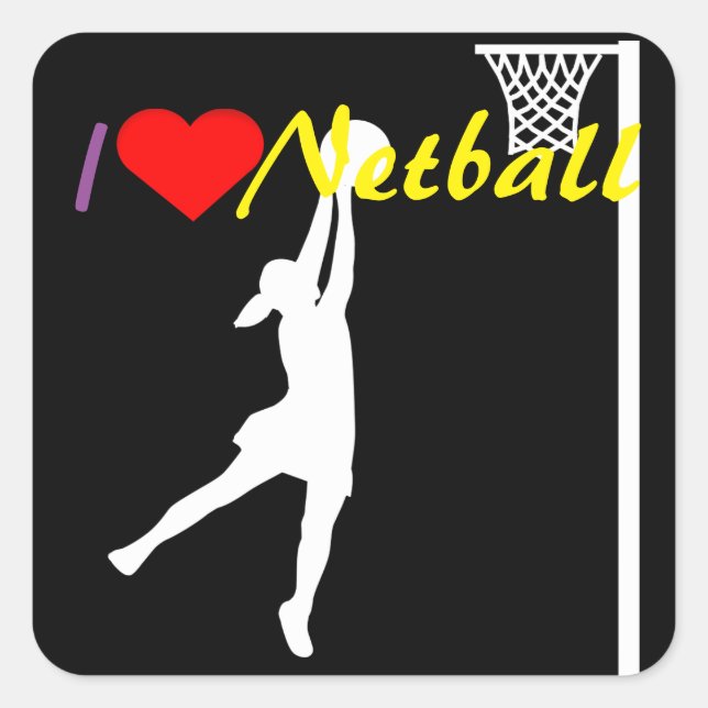 Goal Shooter I Love Netball Square Sticker (Front)