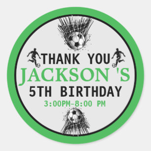Goal! Soccer 5th Birthday Party Classic Round Sticker