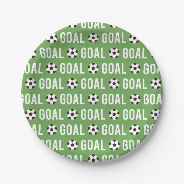 Goal Soccer Ball Birthday Party Supplies Plates (Front)