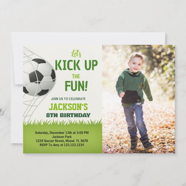 Goal! Soccer Birthday Invitation with photo (Front)