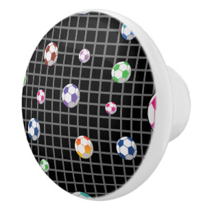 Goal Soccer Pattern Ceramic Knob