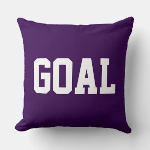 GOAL Sporty Athletic White Text On Deep Purple Cushion