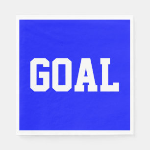 GOAL White Athletic Text On Bright Royal Blue Napkin