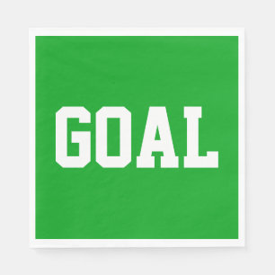 GOAL White Athletic Text On Sporty Bright Green Napkin