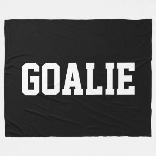 GOALIE 70s Sporty Athletic White Text On Black Fleece Blanket