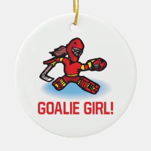 Goalie Girl Ceramic Ornament