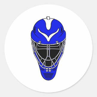Goalie Helmet Blue Classic Round Sticker