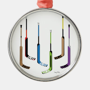 Goalie Hockey Sticks Metal Ornament