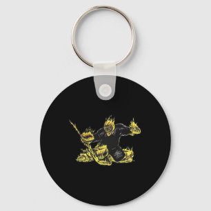 Goalie Playing On Fire Hockey Logo Key Ring