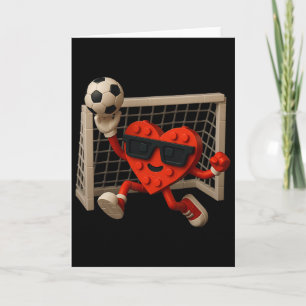 Goalie Valentines Day Soccer Heart Building Brick  Card