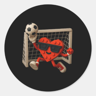 Goalie Valentines Day Soccer Heart Building Brick Classic Round Sticker