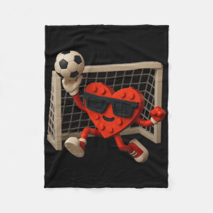 Goalie Valentines Day Soccer Heart Building Brick Fleece Blanket