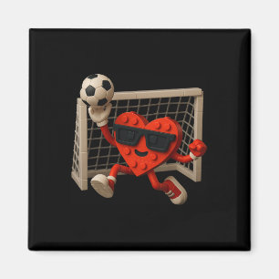 Goalie Valentines Day Soccer Heart Building Brick Magnet