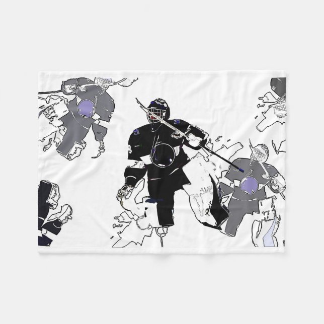Goalies Rock! Hockey Player Fleece Blanket (Front (Horizontal))