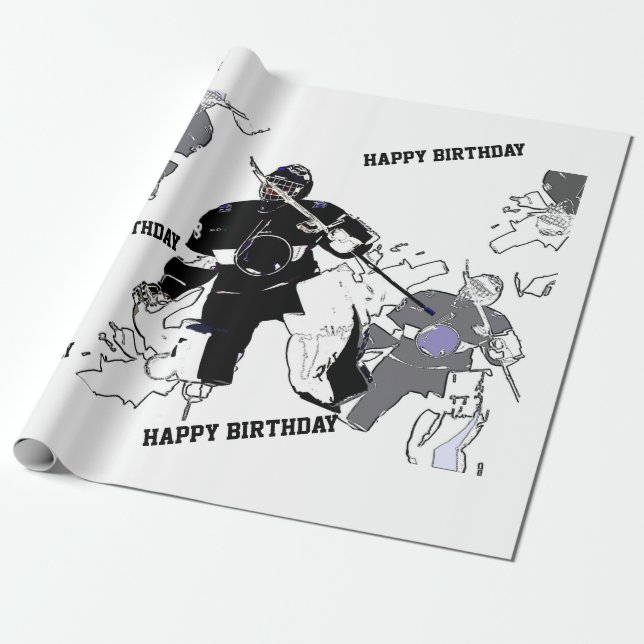Goalies Rock! - Ice Hockey Player Wrapping Paper (Unrolled)