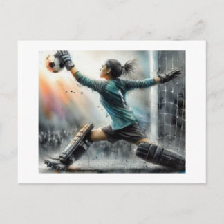 Goalkeeper Saves Soccer Ball,  Postcard