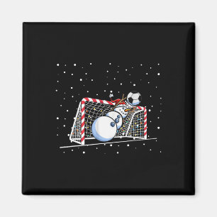 Goalkeeper Snowman Christmas Soccer Player Men Boy Magnet