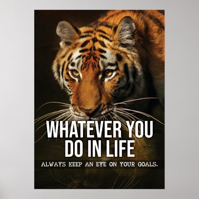 Goals - Hustle, Gym, Success - Tiger Motivational Poster (Front)