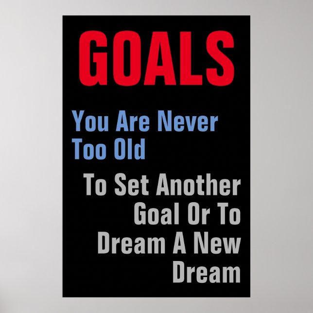 Goals Motivational Quote You Are Never Too Old Poster (Front)
