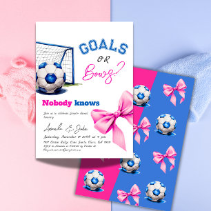 Goals or Bows Blue or Pink Football Gender Reveal Invitation