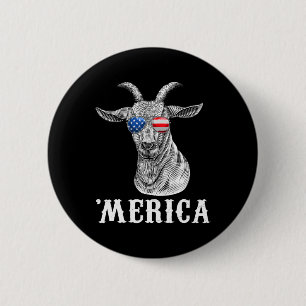 Goat 4th Of July American Flag Usa Merica 6 Cm Round Badge