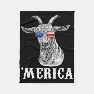Goat 4th Of July American Flag Usa Merica Fleece Blanket