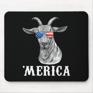 Goat 4th Of July American Flag Usa Merica Mouse Pad